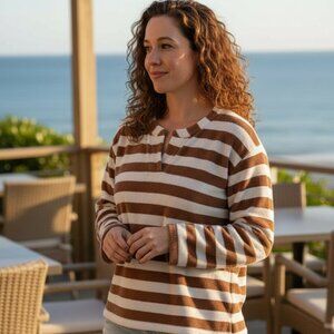 Madewell MWL Loop Terry Notched Sweatshirt Earthen Clay NWT Size XS